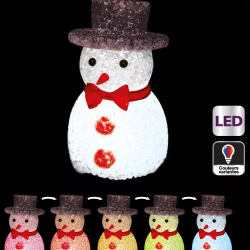 Photo du produit Décoration bonhomme de neige lumineux 11 cm