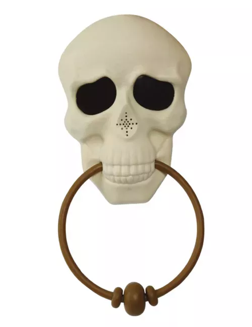 Photo du produit Décoration de porte sonore et animée squelette 30 cm