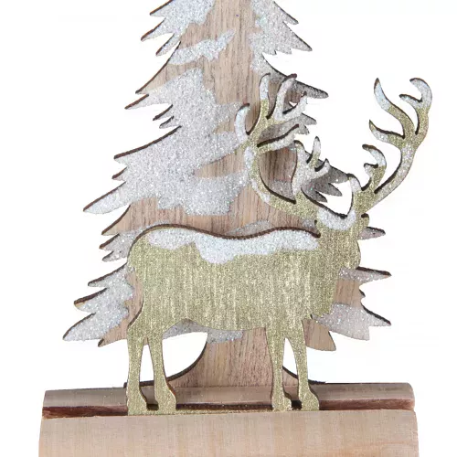 Photo du produit Décoration en bois Cerf sur buche 7 x 11 cm