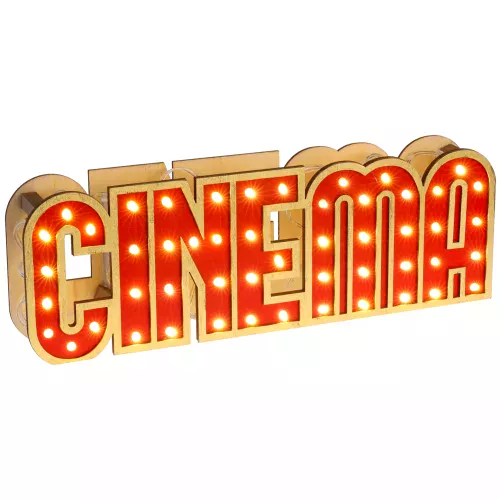 Photo du produit Décoration lumineuse en bois Cinéma 30 x 4 x 10 cm