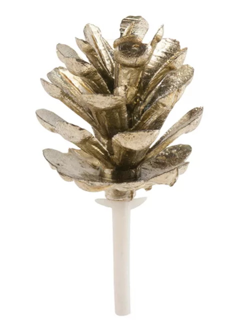 Photo du produit Décoration pic Pomme de Pin dorée 4 cm