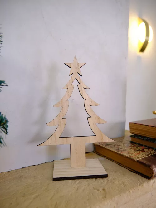 Photo du produit Décoration Sapin de Noël en bois 25 cm