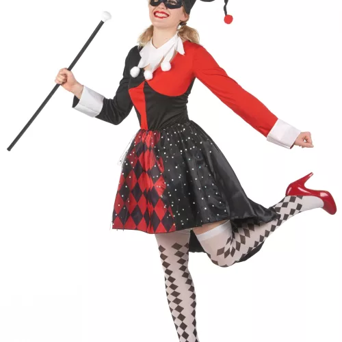 Photo du produit Déguisement arlequin méchant rouge et noir femme