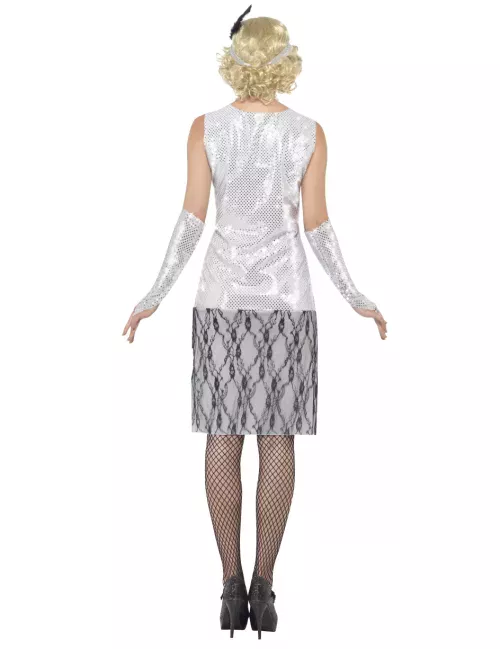 Photo du produit Déguisement charleston argenté à dentelle femme