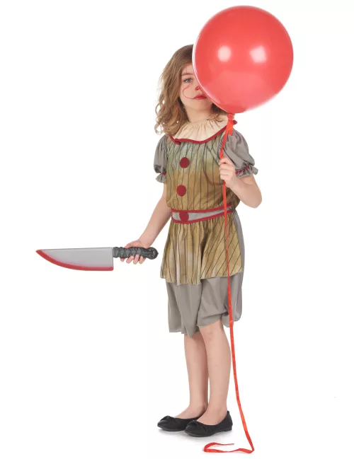 Photo du produit Déguisement clown terrifiant gris fille