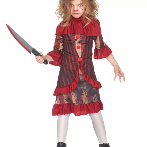 Photo du produit Déguisement clown terrifiant rouge fille