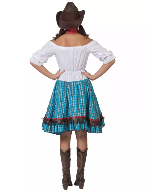 Photo du produit Déguisement cowgirl à carreaux bleus femme
