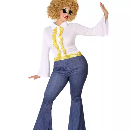 Photo du produit Déguisement disco effet jean et doré femme grande taille