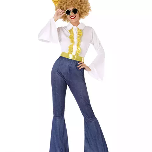 Photo du produit Déguisement disco effet jean et doré femme