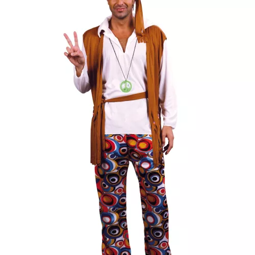 Photo du produit Déguisement grande taille hippie marron et blanc homme