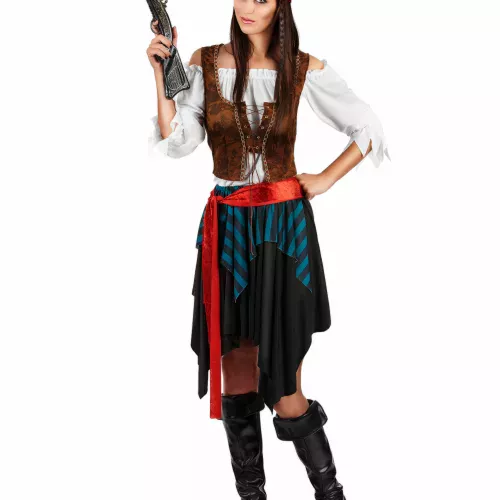 Photo du produit Déguisement pirate rayé bleu et noir grande taille femme