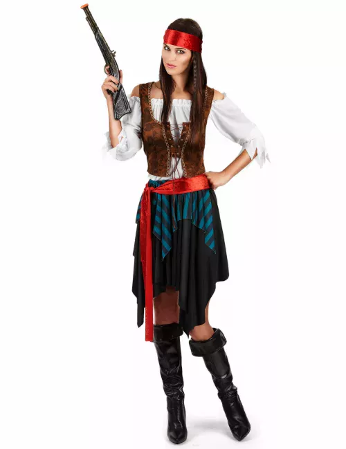 Photo du produit Déguisement pirate rayé bleu et noir grande taille femme