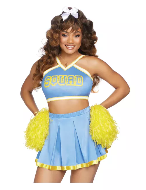 Photo du produit Déguisement luxe pompom girl bleu ciel femme