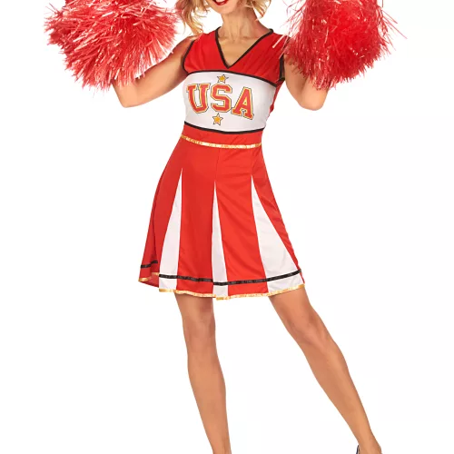 Photo du produit Déguisement pompom girl USA rouge femme