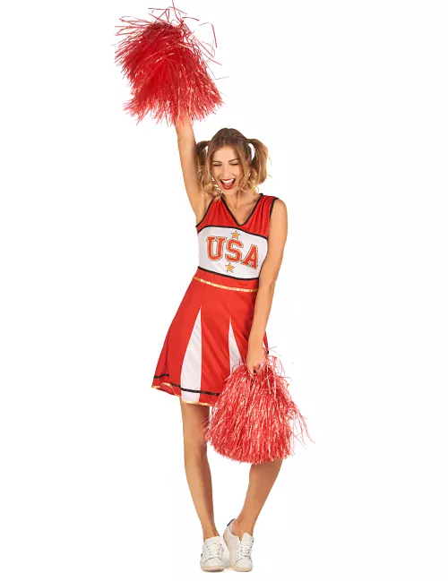 Photo du produit Déguisement pompom girl USA rouge femme