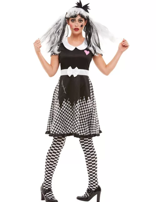 Photo du produit Déguisement poupée cassée damier femme