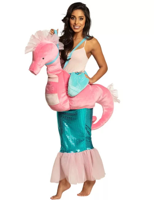 Photo du produit Déguisement sirène à dos d'hippocampe rose adulte