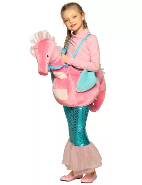 Photo du produit Déguisement sirène à dos d'hippocampe rose enfant