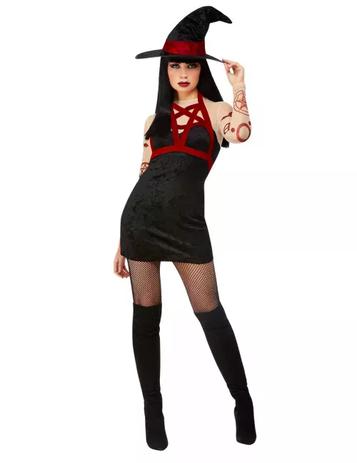 Photo du produit Déguisement sorcière satanique noire sexy femme