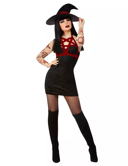 Photo du produit Déguisement sorcière satanique noire sexy femme