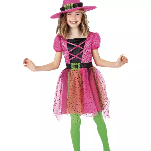 Photo du produit Déguisement tutu sorcière rose avec chapeau fille
