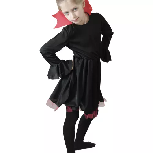 Photo du produit Déguisement vampiresse noire avec col rouge fille