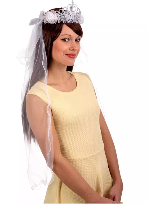 Photo du produit Diadème argenté avec voile