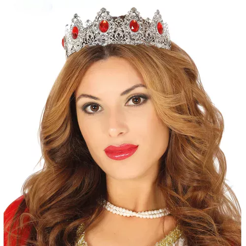 Photo du produit Diadème princesse argenté pierre rouge adulte
