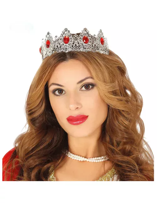 Photo du produit Diadème princesse argenté pierre rouge adulte