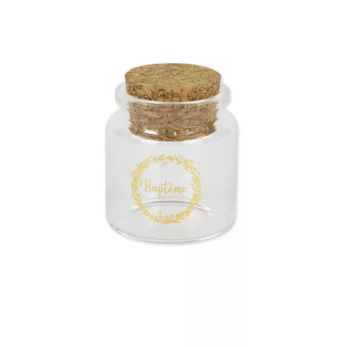 Photo du produit Fiole en verre Baptême couronne or 4,5 x 5,5 cm