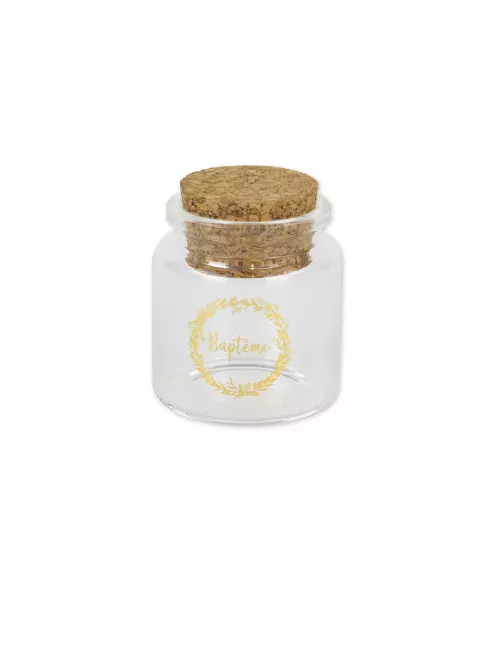 Photo du produit Fiole en verre Baptême couronne or 4,5 x 5,5 cm