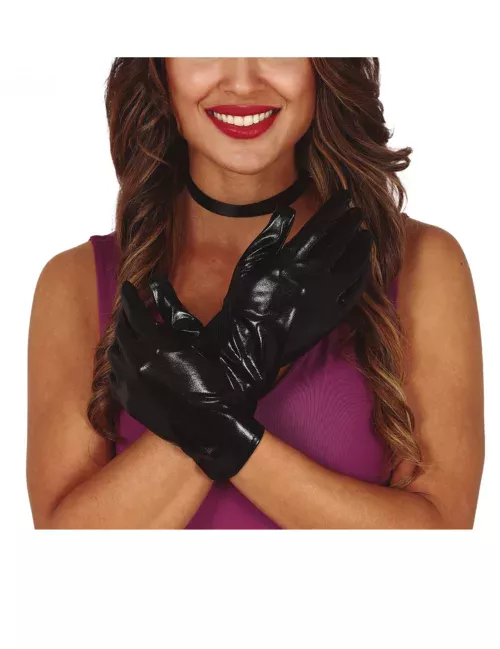 Photo du produit Gants effet cuir noirs 22 cm femme