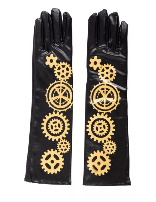 Photo du produit Gants noirs steampunk engrenages 56 cm adulte