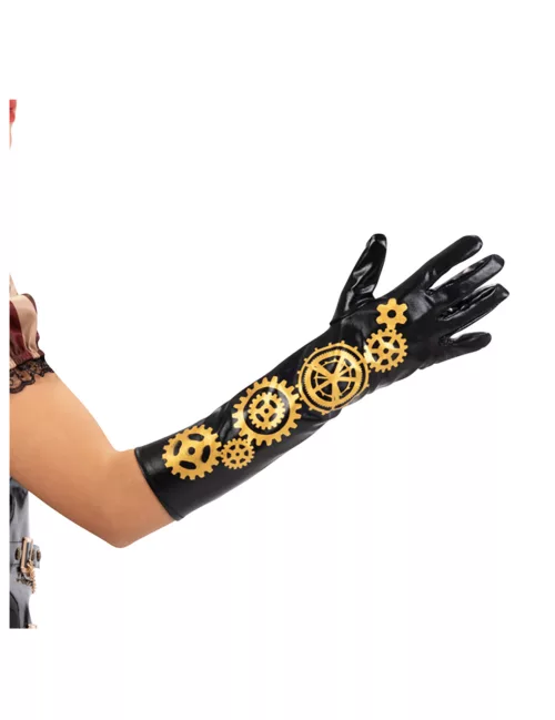 Photo du produit Gants noirs steampunk engrenages 56 cm adulte
