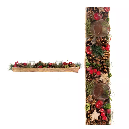 Photo du produit Grand bougeoir traditionnel pommes de pin 45 cm