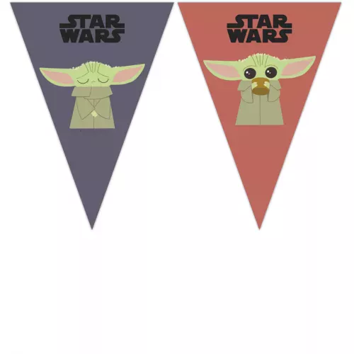Photo du produit Guirlande à fanions en carton bébé Yoda The Mandalorian 2,3 m