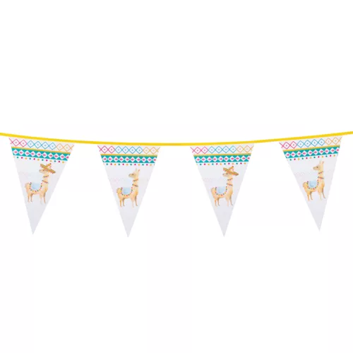 Photo du produit Guirlande de fanions en plastique lama blanche 30 x 20 cm 6m