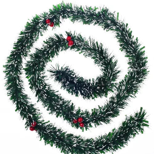 Photo du produit Guirlande de sapin enneigée avec baies 2 m