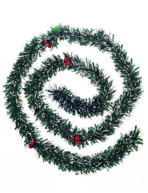 Photo du produit Guirlande de sapin enneigée avec baies 2 m