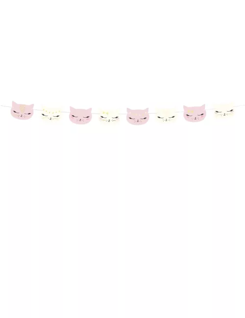 Photo du produit Guirlande en carton chaton rose et blanc 8,5 cm x 1,4 m