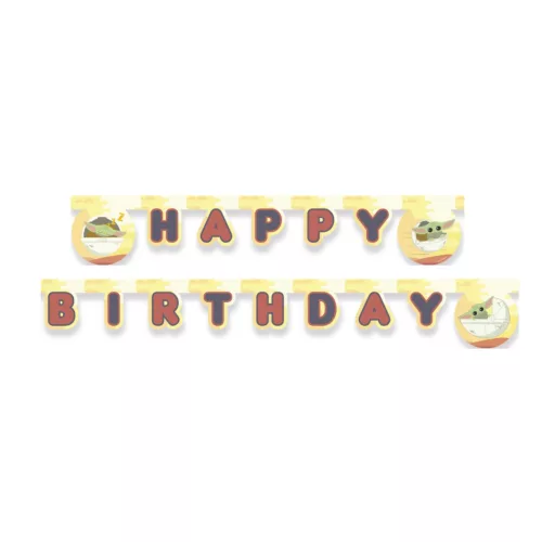 Photo du produit Guirlande en carton Happy Birthday bébé Yoda The Mandalorian 2 m