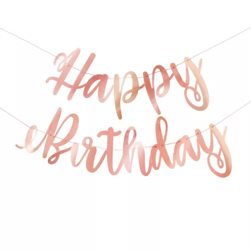 Photo du produit Guirlande en carton happy birthday rose gold métallisée 2,13 m