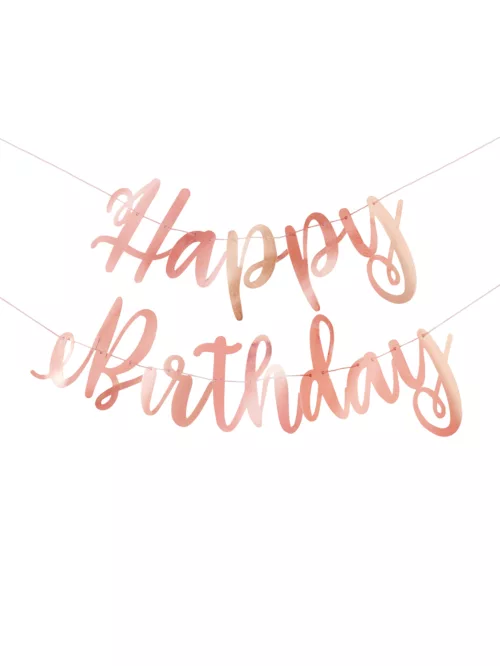 Photo du produit Guirlande en carton happy birthday rose gold métallisée 2,13 m