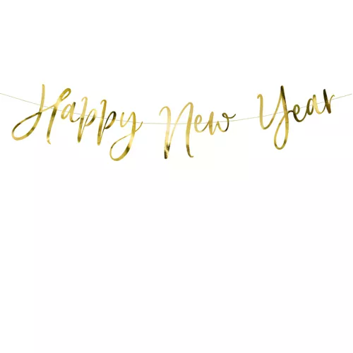 Photo du produit Guirlande en carton happy new year dorée 66 x 18 cm