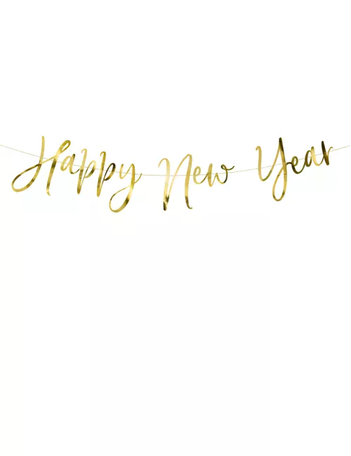 Photo du produit Guirlande en carton happy new year dorée 66 x 18 cm