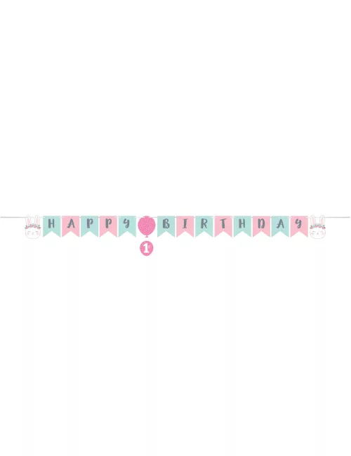 Photo du produit Guirlande en papier Happy Birthday Petit Lapin 15,2 x 192 cm