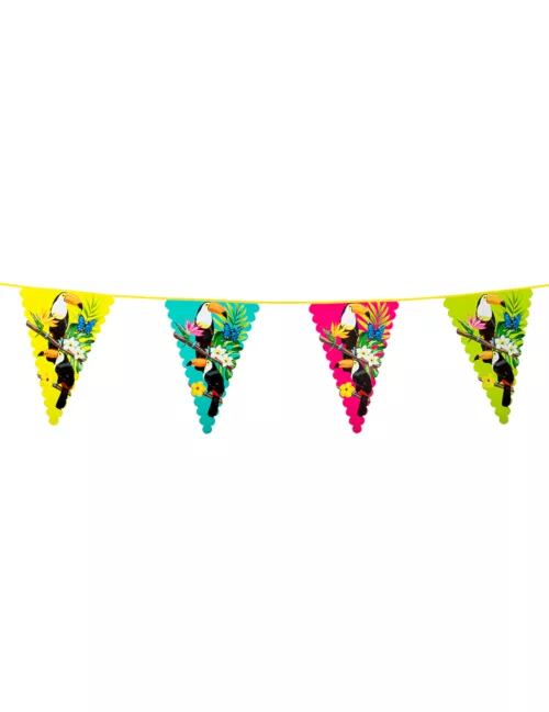Photo du produit Guirlande fanions en plastique toucan 45 x 30 cm 6 m