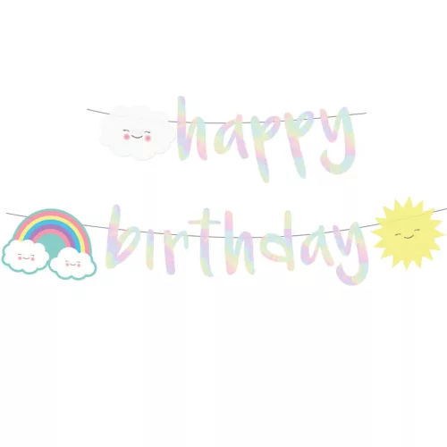 Photo du produit Guirlande Happy Birthday Petite Nuage iridescente 180 cm