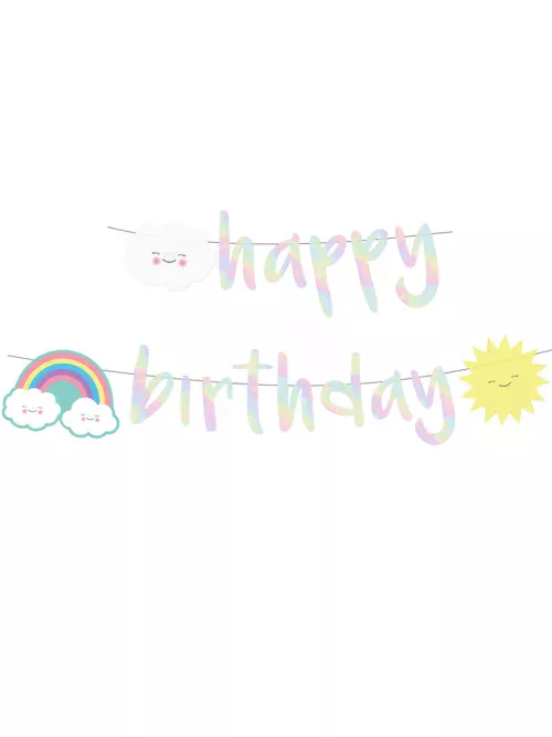 Photo du produit Guirlande Happy Birthday Petite Nuage iridescente 180 cm