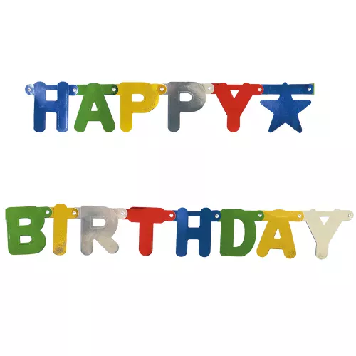 Photo du produit Guirlande métallisé Happy Birthday multicolore 1,56 m